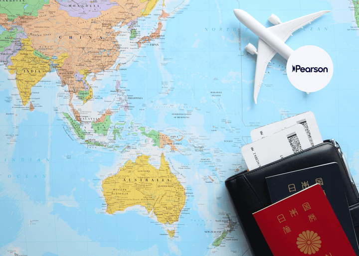 travel and tourism image of a plane and passport