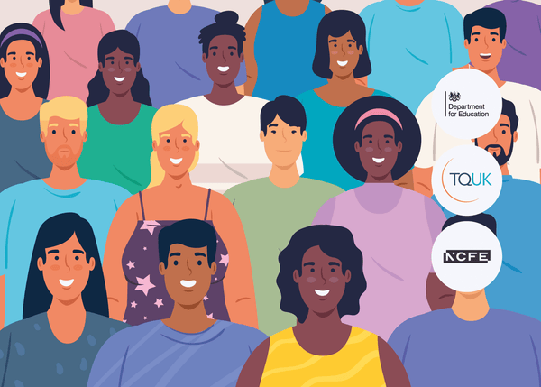 An illustrated group of diverse individuals standing together, each with unique hairstyles, clothing, and skin tones, symbolising unity, inclusion, and equality.